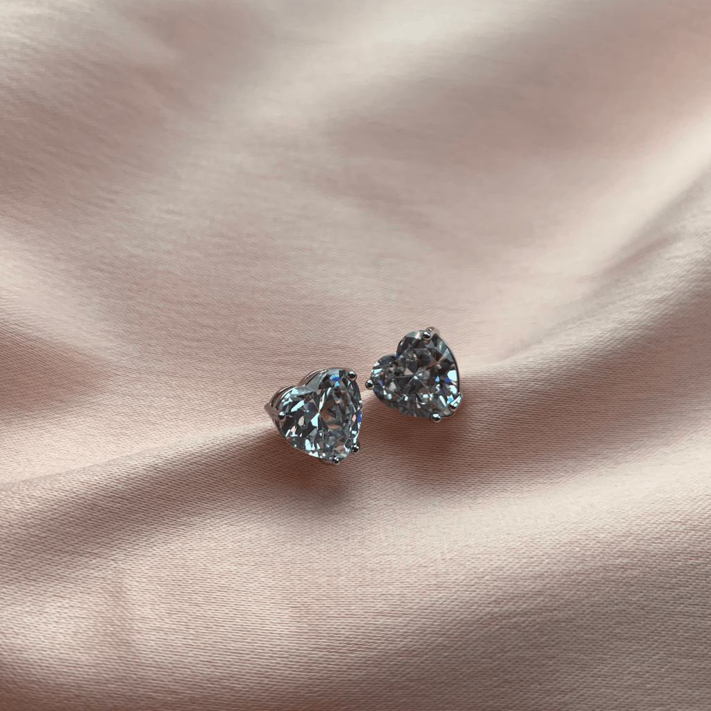 Cercei Placati cu Rodiu cu Cristale Zirconia Inima Crystal Hearts