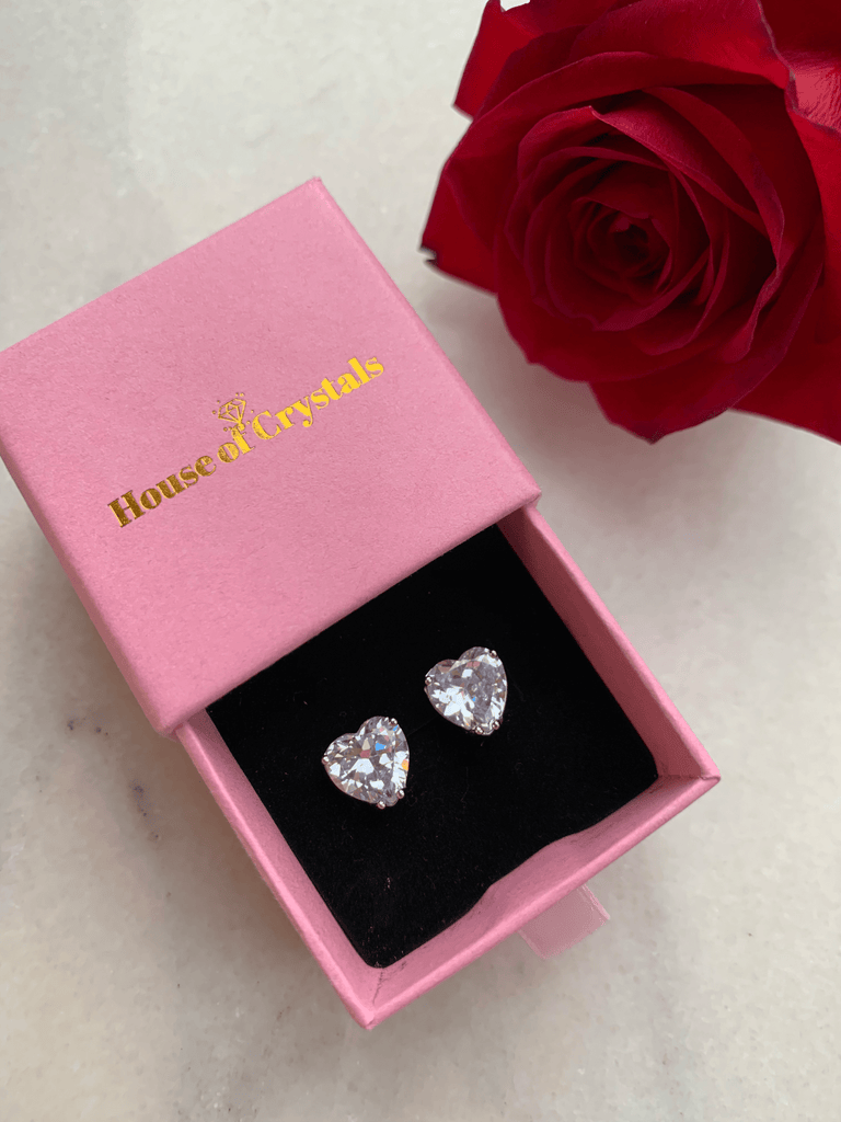 Cercei Placati cu Rodiu cu Cristale Zirconia Inima Crystal Hearts