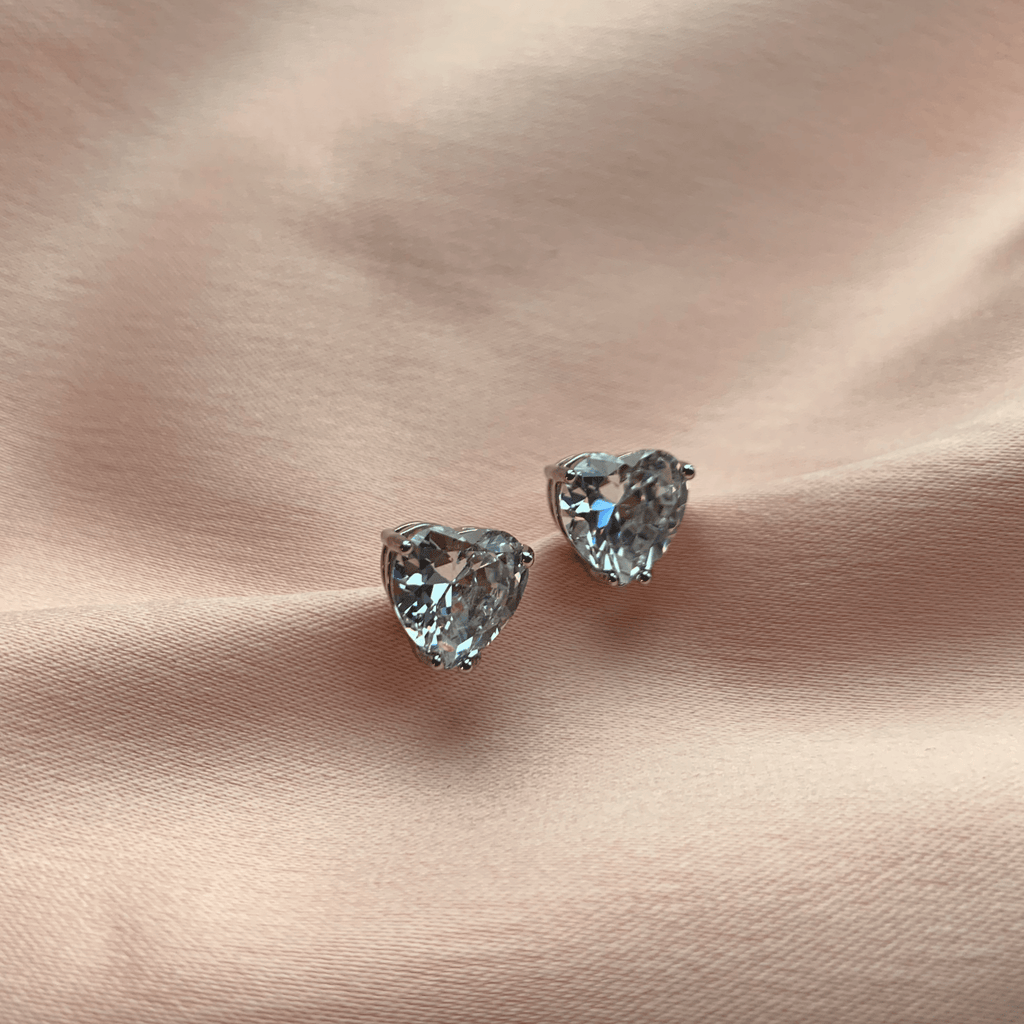 Cercei Placati cu Rodiu cu Cristale Zirconia Inima Crystal Hearts