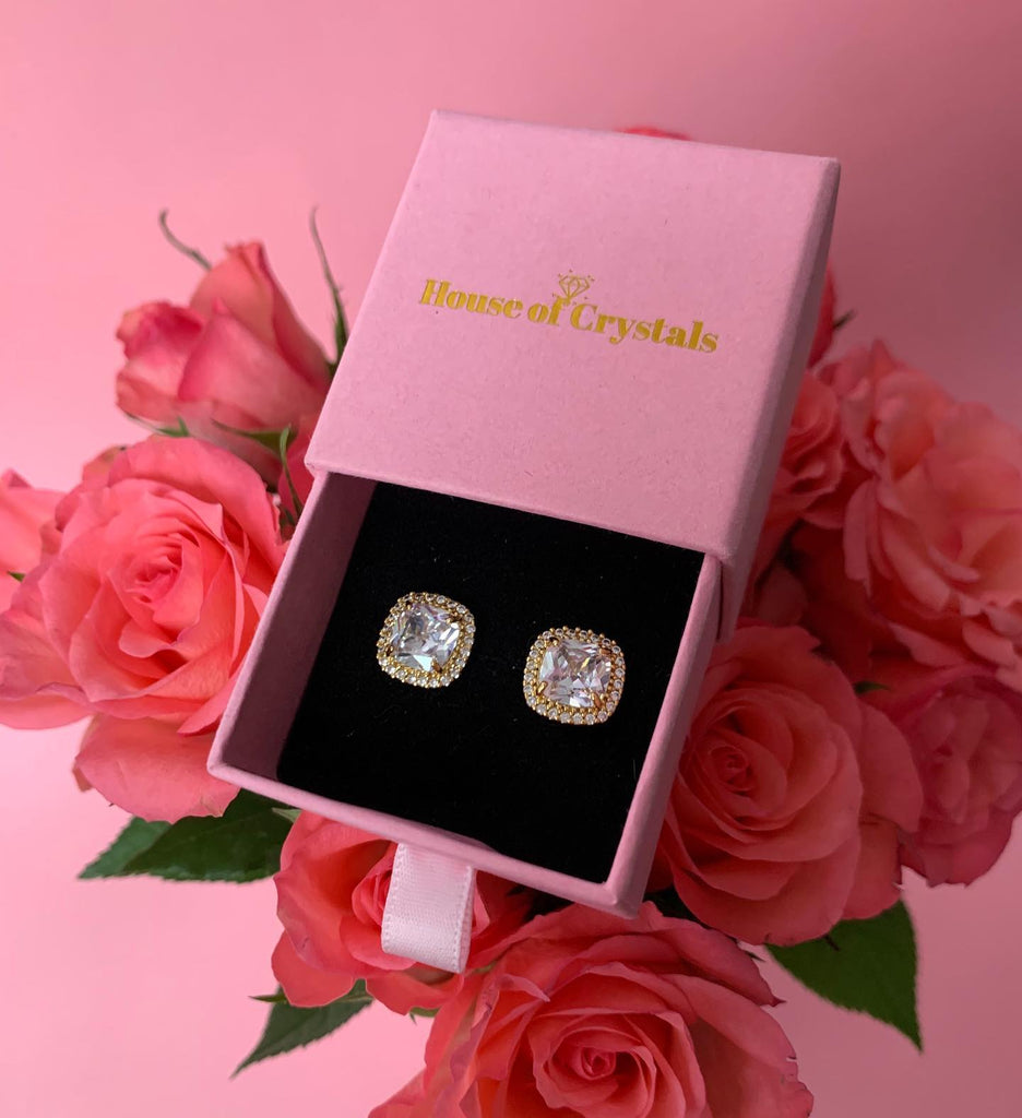 Cercei cu Cristale Zirconia Placati cu Rodiu Princess