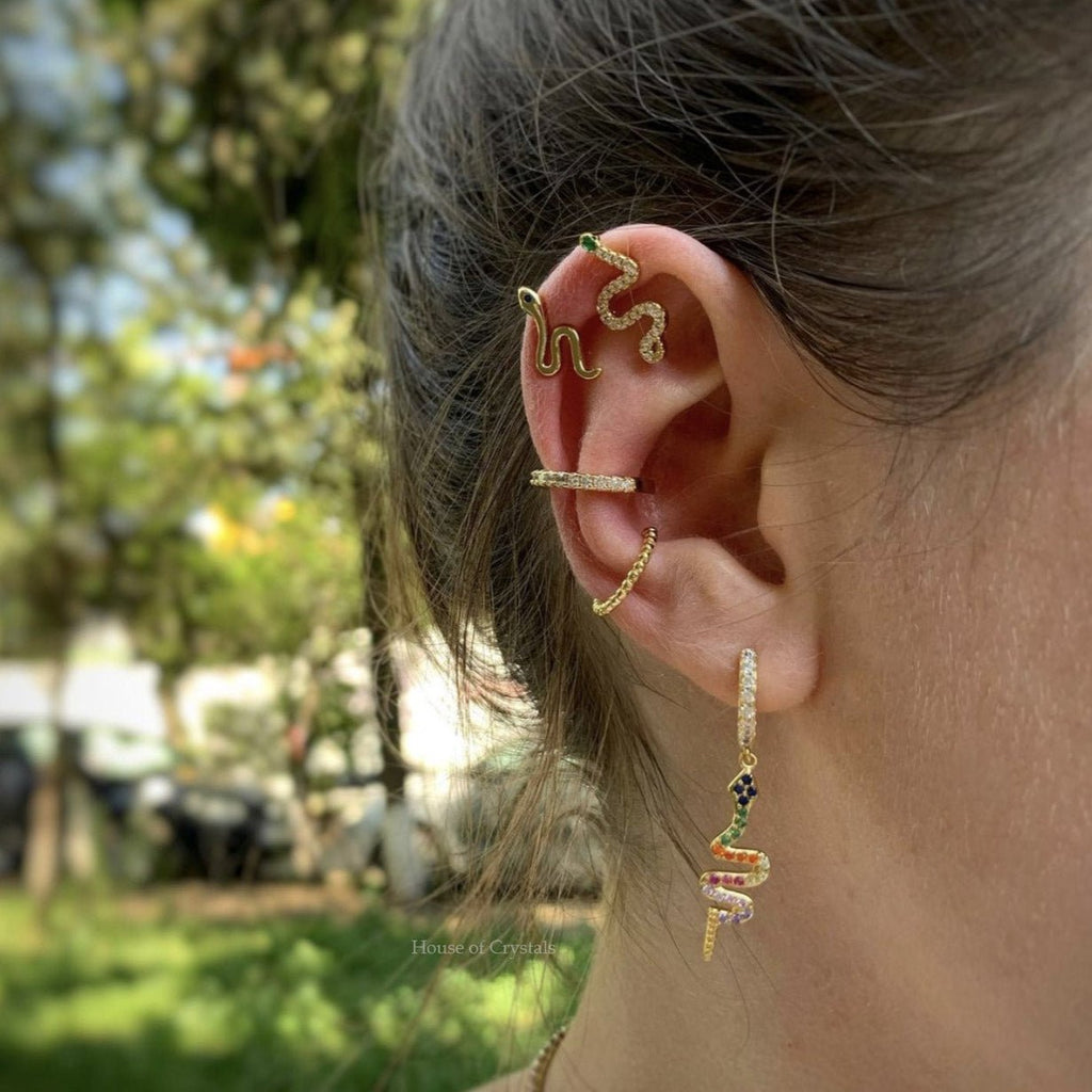 Cercei Ear Cuff Crystals Snake