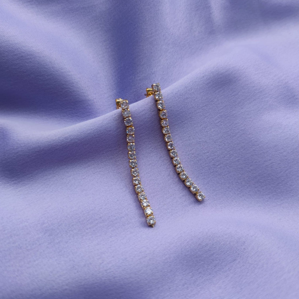 Cercei tip Tennis Placati cu Aur cu Cristale Zirconia Emily