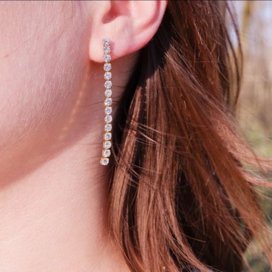 Cercei tip Tennis Placati cu Aur cu Cristale Zirconia Emily