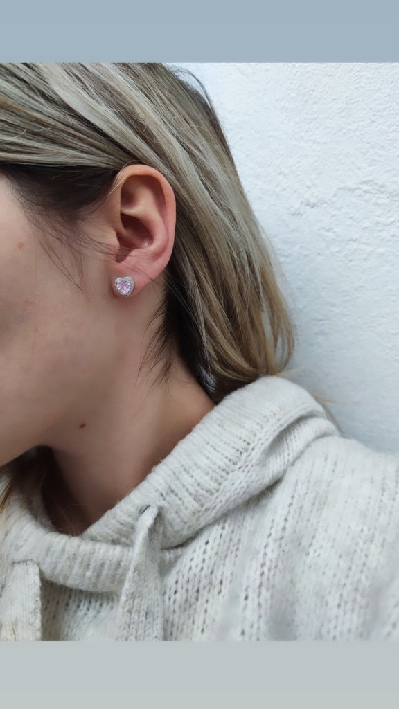 Cercei Placati cu Rodiu cu Cristale Zirconia Inimi Eros