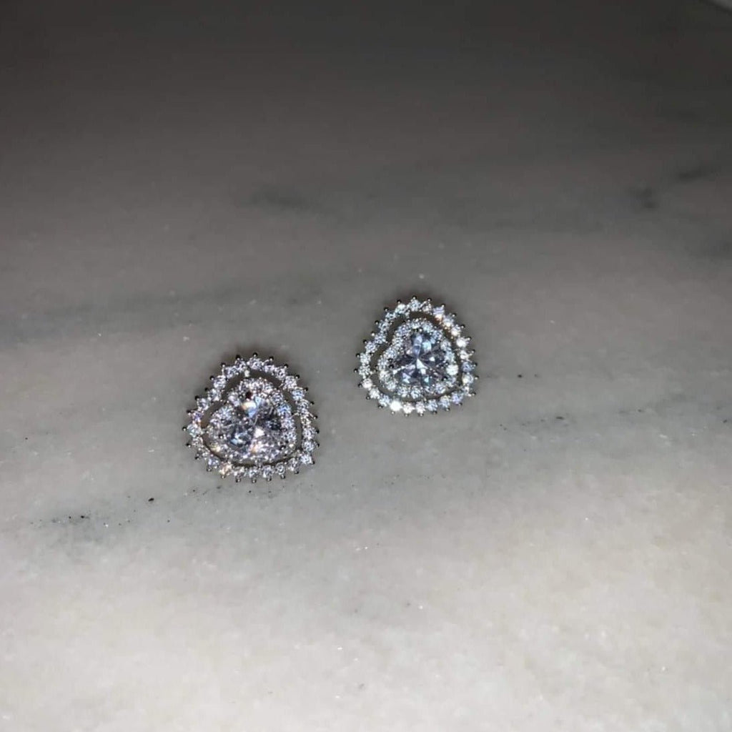 Cercei Inima Placati cu Rodiu cu Cristale Zirconia Frozen