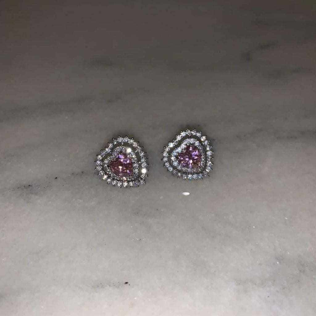 Cercei Inima Placati cu Rodiu cu Cristale Zirconia Frozen