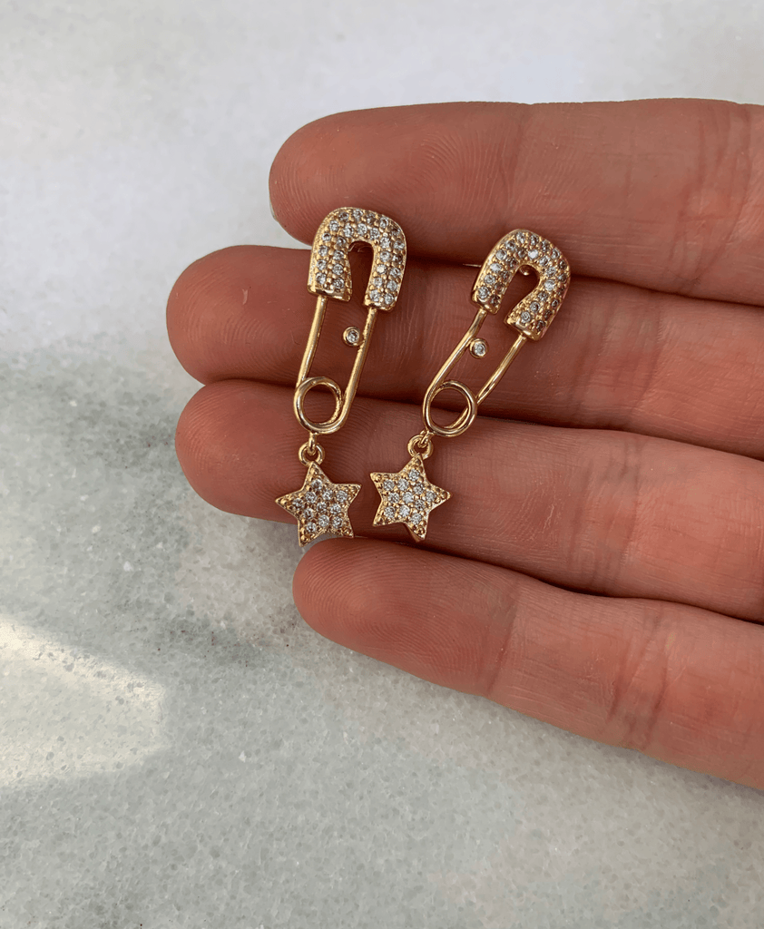 Cercei Placati cu Aur Cristale Zirconia Ac de Siguranta Siena