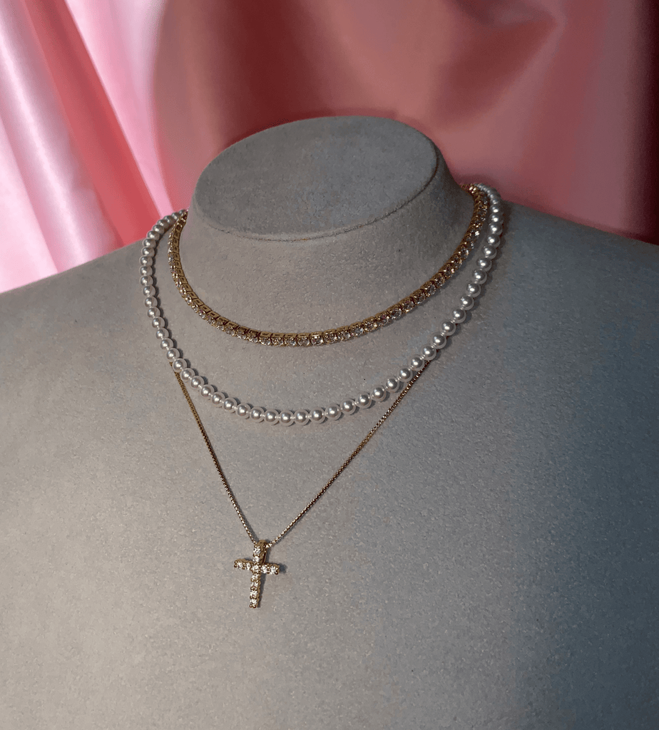 Colier Placat cu Rodiu cu Pandantiv Cruce Cross Pendant