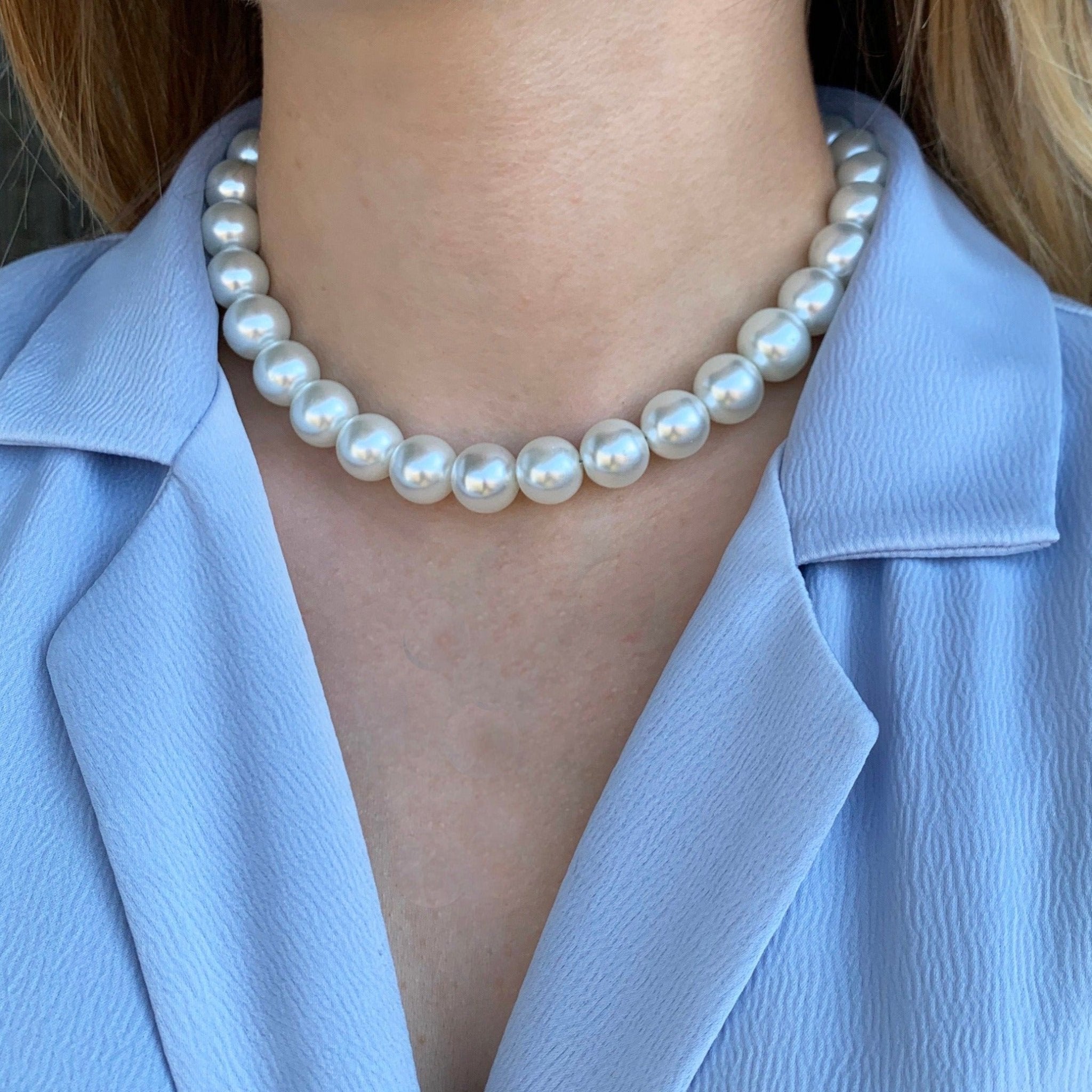 Colier tip Choker Perle Masive Sticla Meredith – House of Crystals