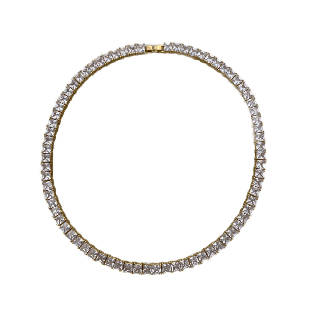 Colier tip Tennis Placat cu Aur cu Cristale Zirconia Brilliant