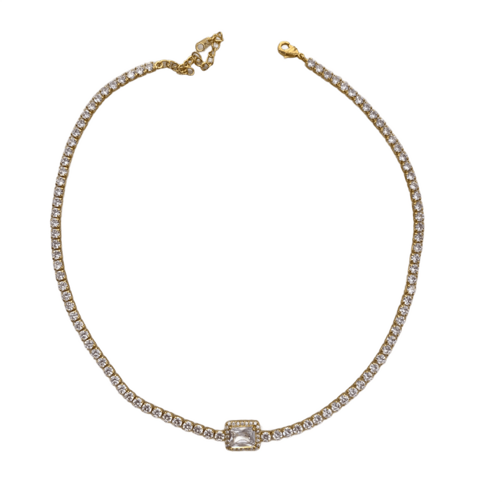 Colier tip Tennis Placat cu Rodiu cu Cristale Zirconia Belinda